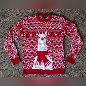 Blizzard Bay Ugly Christmas Fair isle Llama Pattern Sweater Small